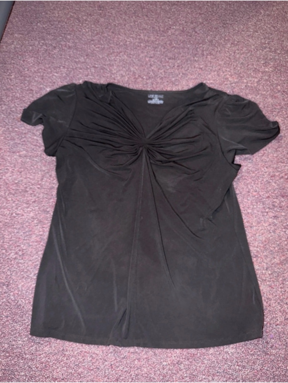 Black Twist-Front Short Sleeve Women's Top - Size 14/16